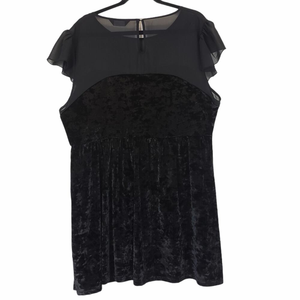 Dorothy Perkins Dress Women Plus Euro 50 US 18/2x Black Sheer Velvet Prom Formal